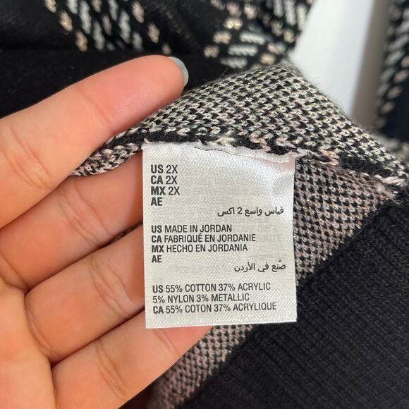 NEW Charter Club Sweater Women's Plus Size 2X Black Metallic Plaid Pullover - Picture 8 of 9